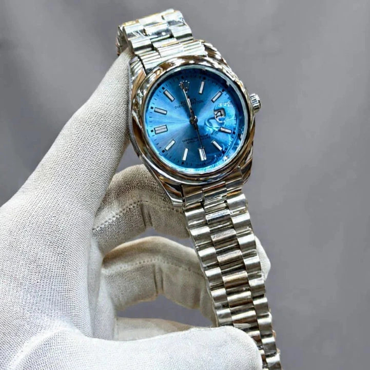 Rolex Brand Oyster Watch With Stainless Steel Chain
